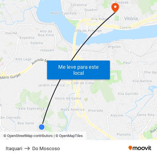 Itaquari to Do Moscoso map