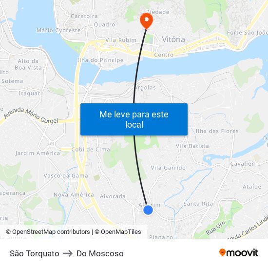 São Torquato to Do Moscoso map