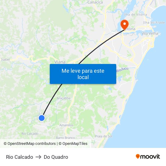 Rio Calcado to Do Quadro map