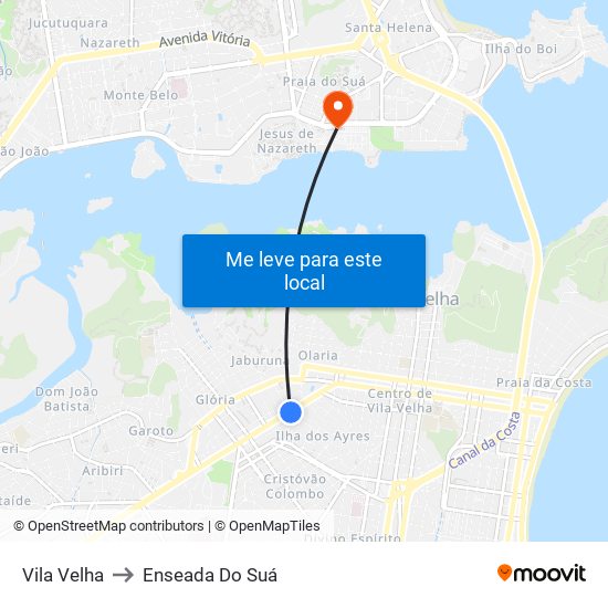 Vila Velha to Enseada Do Suá map