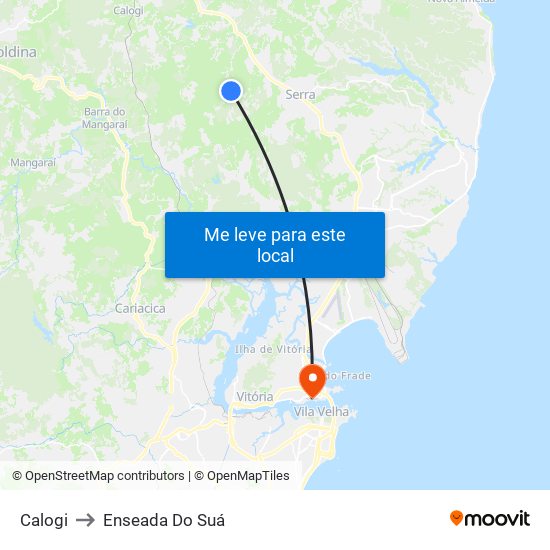 Calogi to Enseada Do Suá map
