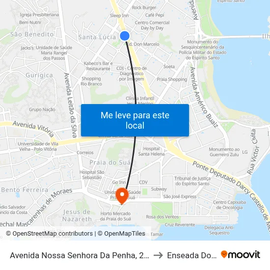 Avenida Nossa Senhora Da Penha, 2155-2161 to Enseada Do Suá map