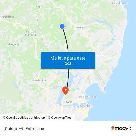 Calogi to Estrelinha map