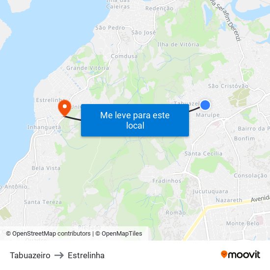Tabuazeiro to Estrelinha map