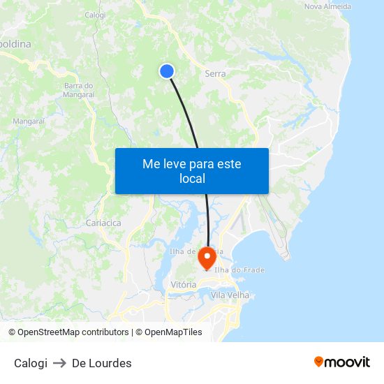 Calogi to De Lourdes map
