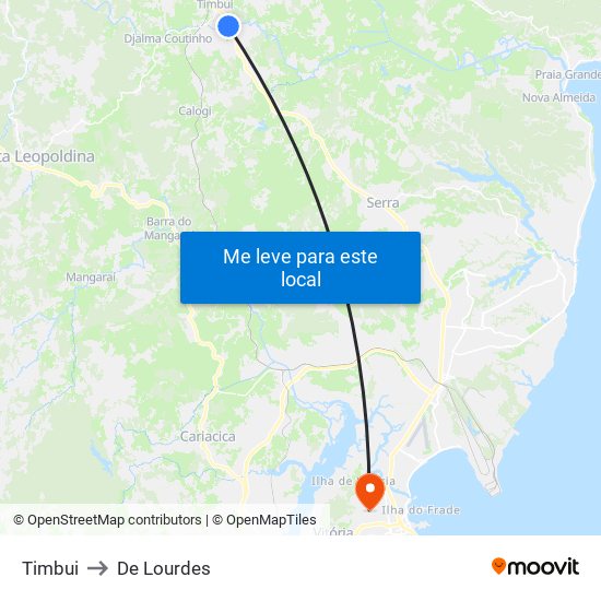 Timbui to De Lourdes map