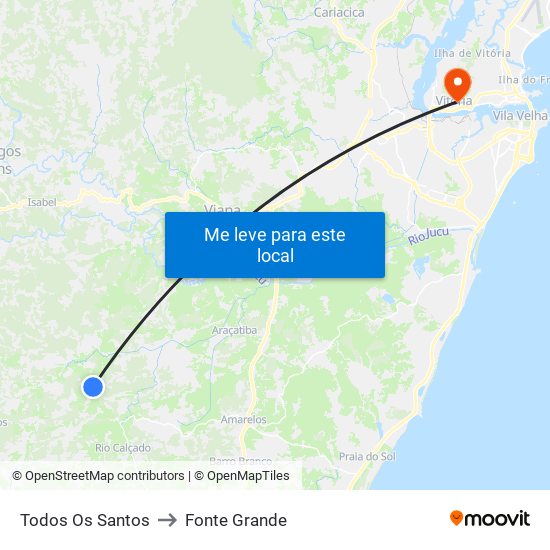 Todos Os Santos to Fonte Grande map