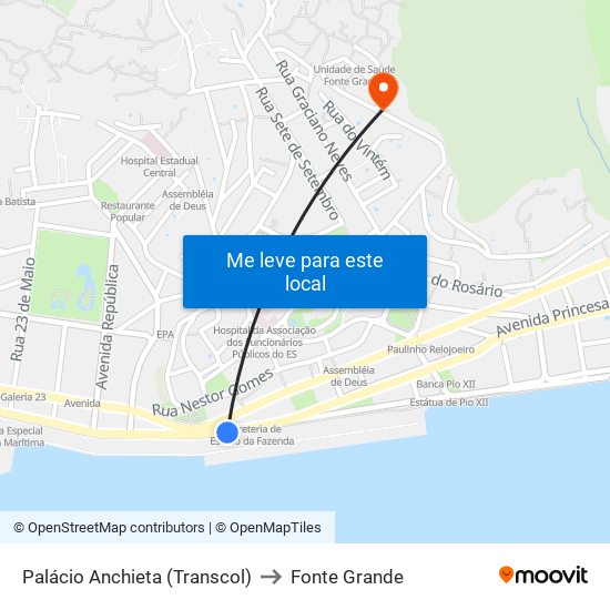 Palácio Anchieta (Transcol) to Fonte Grande map