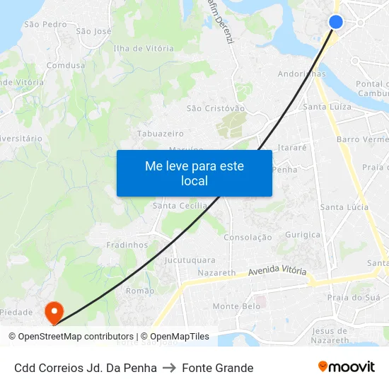 Cdd Correios Jd. Da Penha to Fonte Grande map