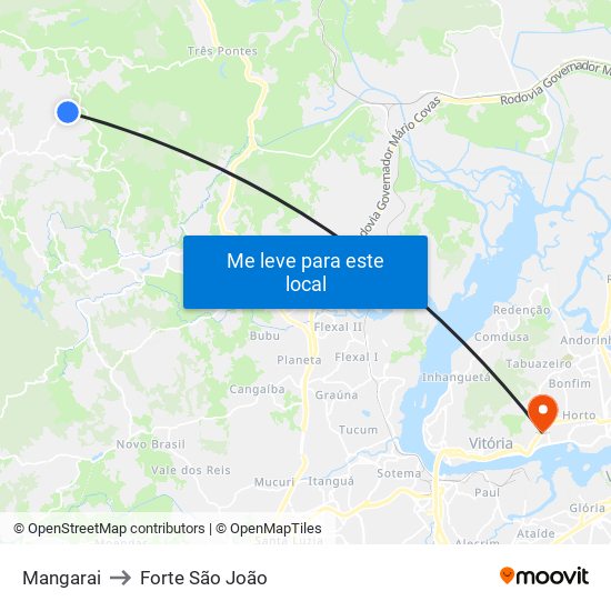 Mangarai to Forte São João map