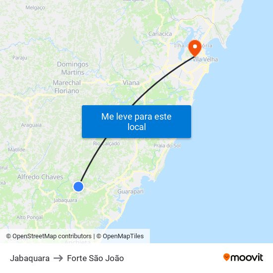 Jabaquara to Forte São João map