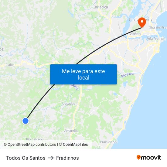 Todos Os Santos to Fradinhos map