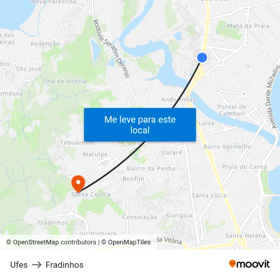 Ufes to Fradinhos map