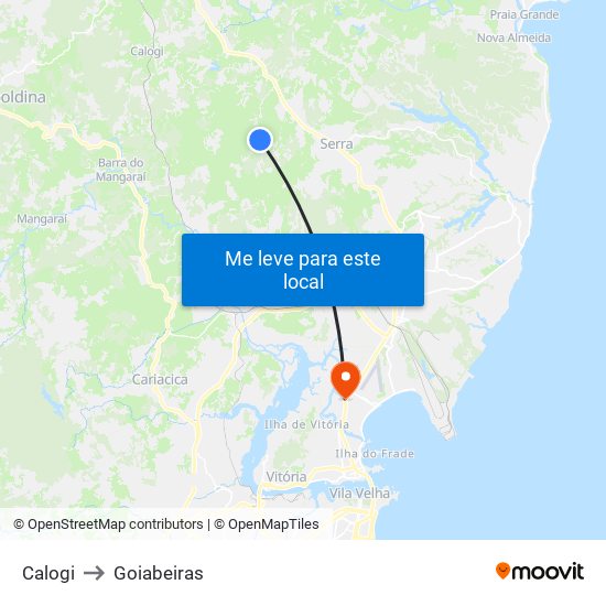 Calogi to Goiabeiras map