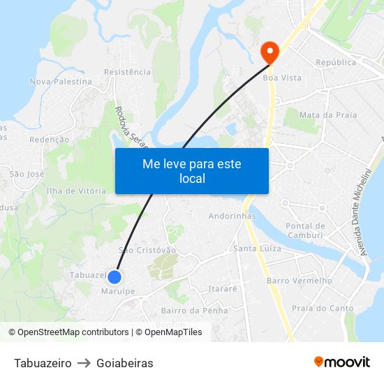Tabuazeiro to Goiabeiras map