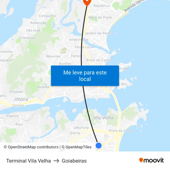 Terminal Vila Velha to Goiabeiras map