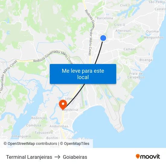 Terminal Laranjeiras to Goiabeiras map