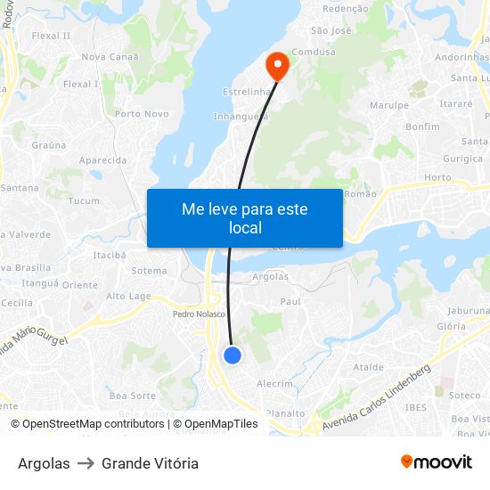 Argolas to Grande Vitória map