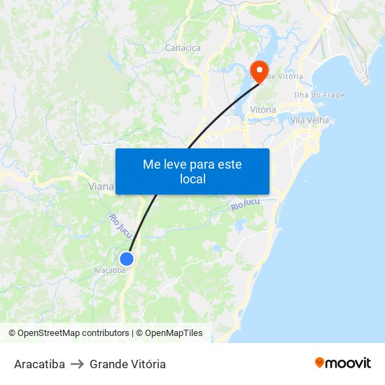 Aracatiba to Grande Vitória map