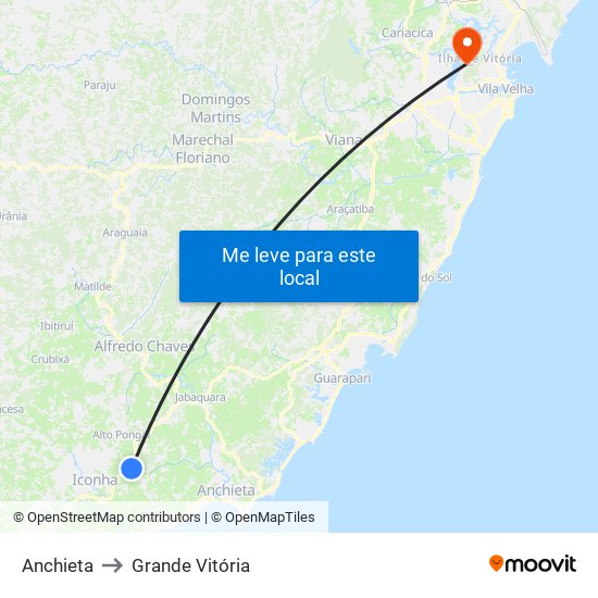 Anchieta to Grande Vitória map