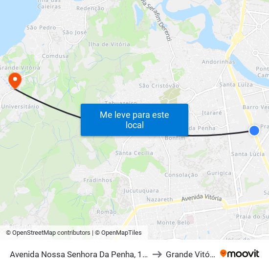 Avenida Nossa Senhora Da Penha, 1429 to Grande Vitória map