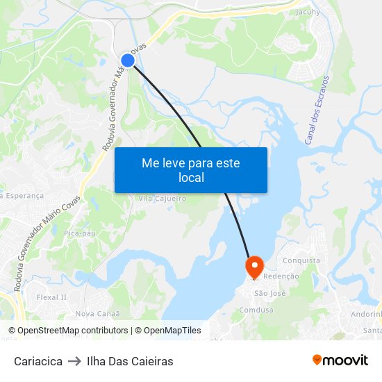 Cariacica to Ilha Das Caieiras map