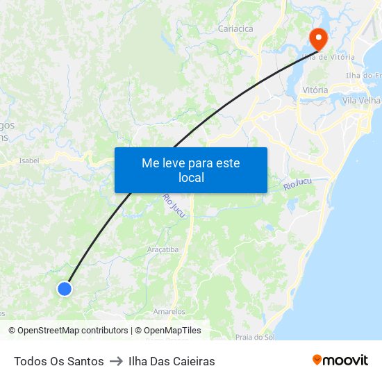 Todos Os Santos to Ilha Das Caieiras map