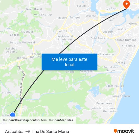 Aracatiba to Ilha De Santa Maria map