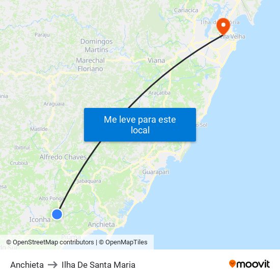 Anchieta to Ilha De Santa Maria map