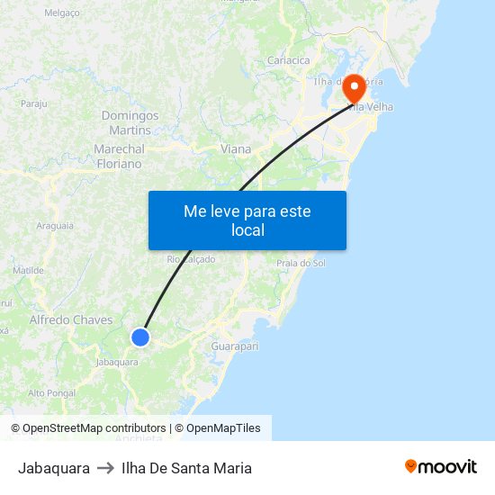 Jabaquara to Ilha De Santa Maria map