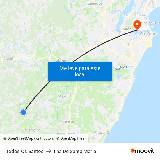 Todos Os Santos to Ilha De Santa Maria map