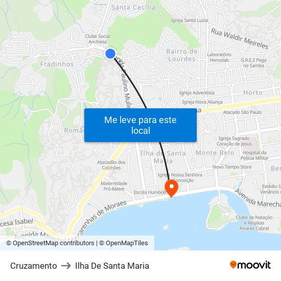 Cruzamento to Ilha De Santa Maria map