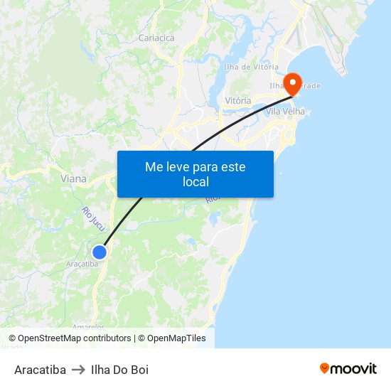 Aracatiba to Ilha Do Boi map