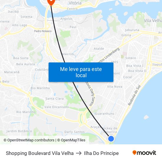 Shopping Boulevard Vila Velha to Ilha Do Príncipe map