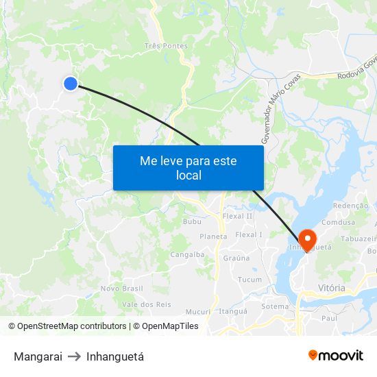 Mangarai to Inhanguetá map