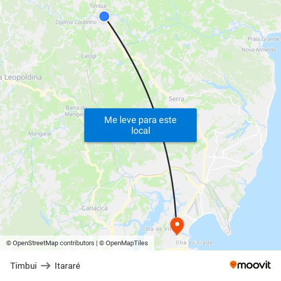 Timbui to Itararé map