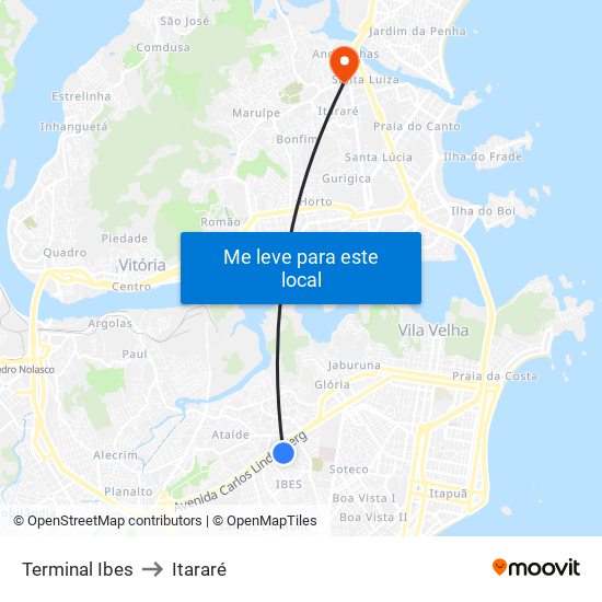 Terminal Ibes to Itararé map