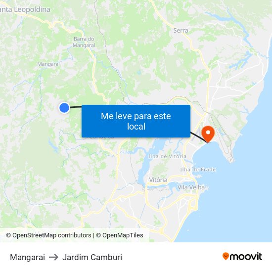 Mangarai to Jardim Camburi map