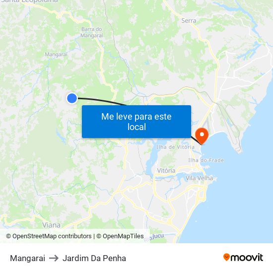 Mangarai to Jardim Da Penha map