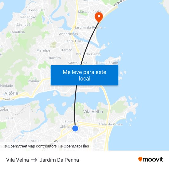Vila Velha to Jardim Da Penha map