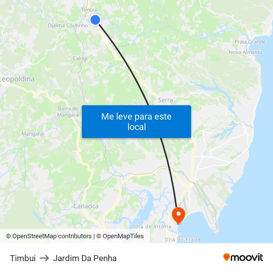 Timbui to Jardim Da Penha map