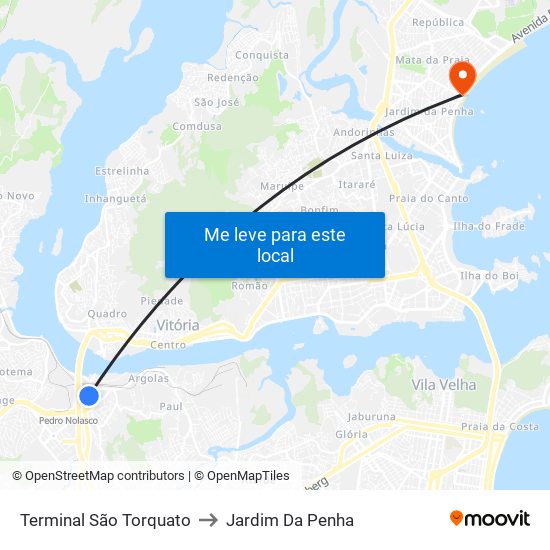 Terminal São Torquato to Jardim Da Penha map