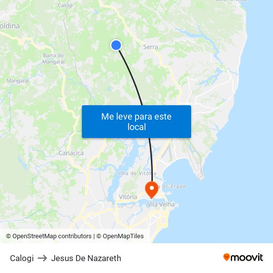 Calogi to Jesus De Nazareth map