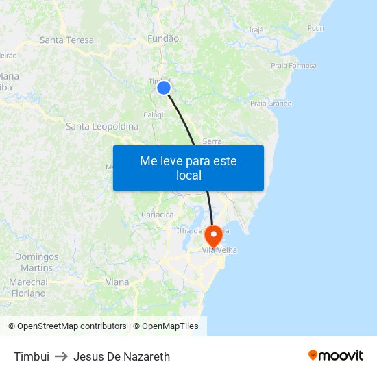 Timbui to Jesus De Nazareth map