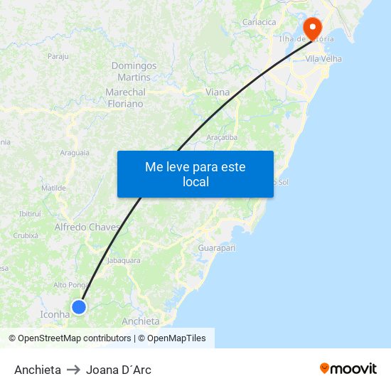 Anchieta to Joana D´Arc map