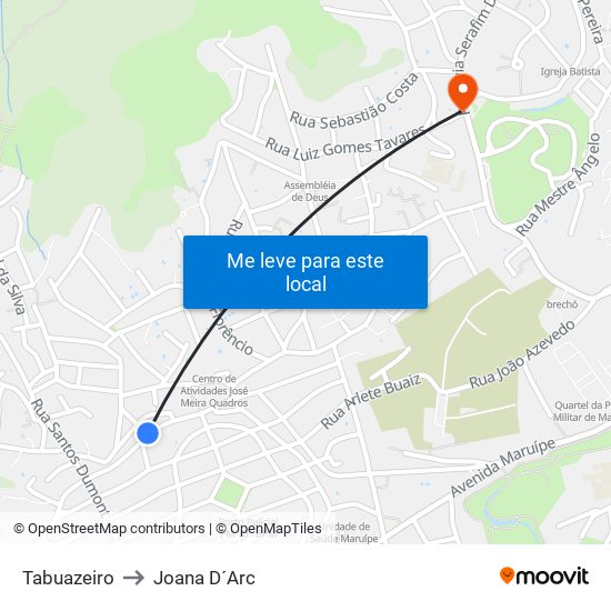 Tabuazeiro to Joana D´Arc map