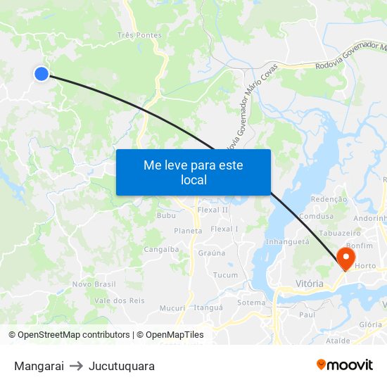 Mangarai to Jucutuquara map