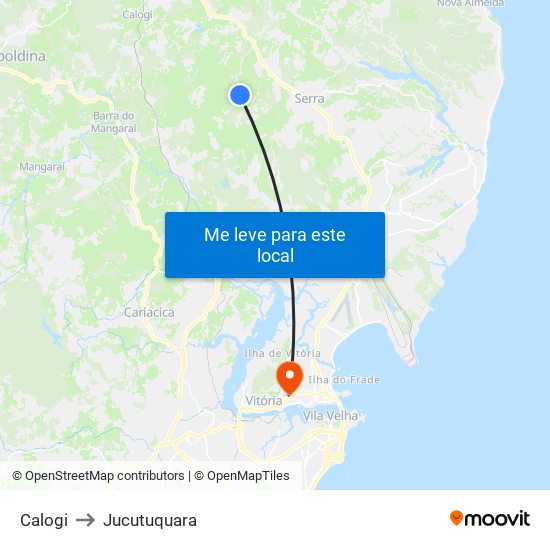 Calogi to Jucutuquara map