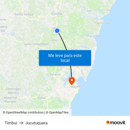Timbui to Jucutuquara map