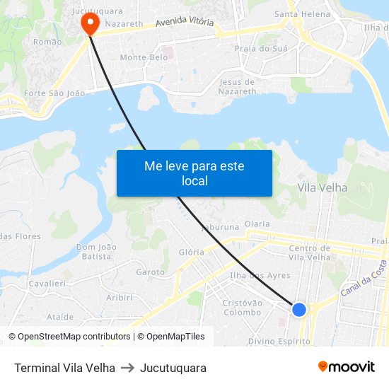Terminal Vila Velha to Jucutuquara map